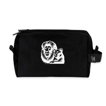 Puissant grand félin lion avec style portrait lionne - Trousse de toilette en tissu recyclé - noir - Devant