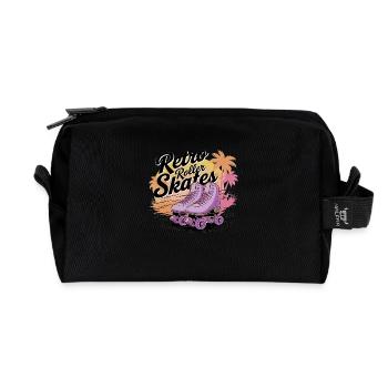 Retro Roller Skates – 80s Vibes - Recycelte Kulturtasche - Schwarz - Vorne