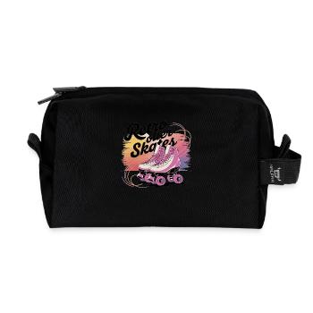 Retro Roller Skates – 80s Vibes - Recycelte Kulturtasche - Schwarz - Vorne