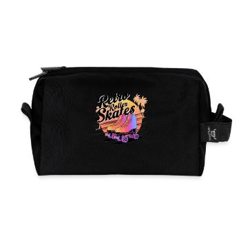 Retro Roller Skates – 80s Vibes - Recycelte Kulturtasche - Schwarz - Vorne