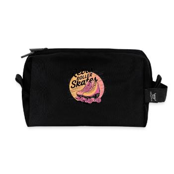 Retro Roller Skates – 80s Vibes - Recycelte Kulturtasche - Schwarz - Vorne