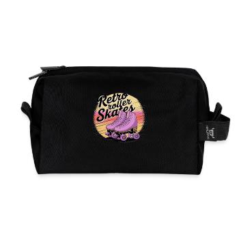 Retro Roller Skates – 80s Vibes - Recycelte Kulturtasche - Schwarz - Vorne