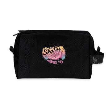 Retro Roller Skates – 80s Vibes - Recycelte Kulturtasche - Schwarz - Vorne