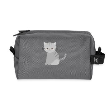 cute grey cat - Recycled Toiletry Zip Bag - anthracite - Front
