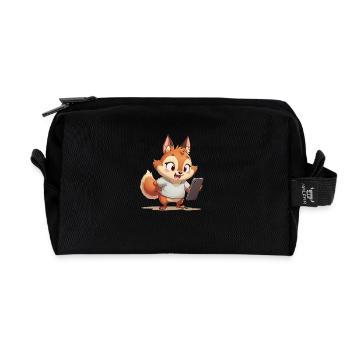 Renard avec téléphone portable - Trousse de toilette en tissu recyclé - noir - Devant