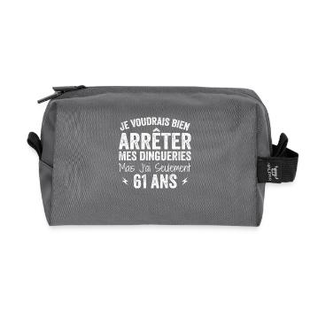 Cadeau 61e Anniversaire Droles 61 ans - Trousse de toilette en tissu recyclé - anthracite - Devant