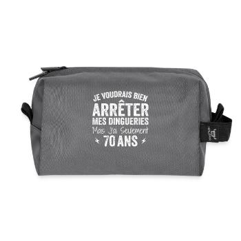 Funny 70th Birthday Gift - Recycled Toiletry Zip Bag - anthracite - Front