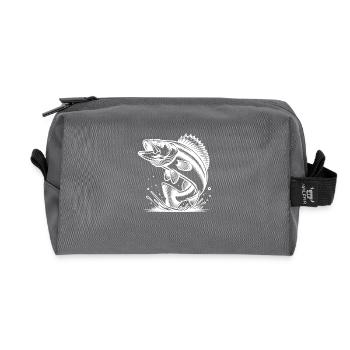 Zandre : un élégant poisson prédateur pour les amateurs de pêche nocturne - Trousse de toilette en tissu recyclé - anthracite - Devant
