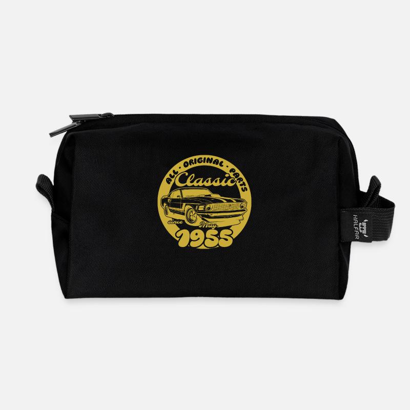 70. Geburtstag - Klassiker Musclecar 05/1955 - Recycelte Kulturtasche - Schwarz