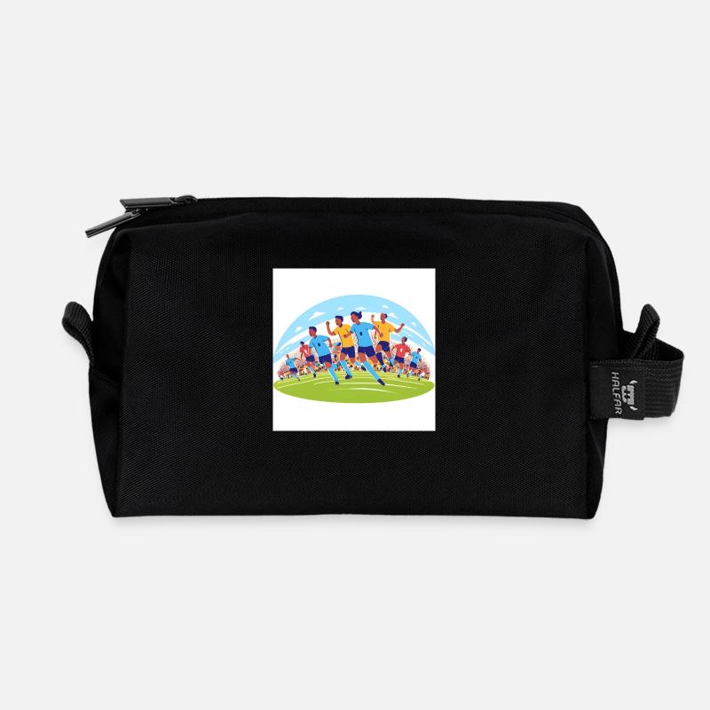 Fussball - Recycelte Kulturtasche - Schwarz