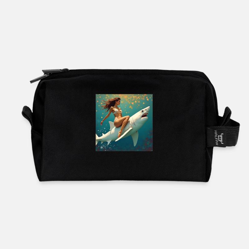 Balade avec requin - Trousse de toilette en tissu recyclé - noir