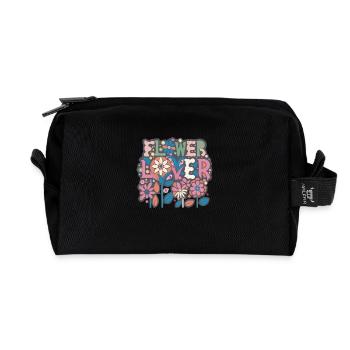 Amateur de fleurs Coloré Floral Design texte Art - Trousse de toilette en tissu recyclé - noir - Devant