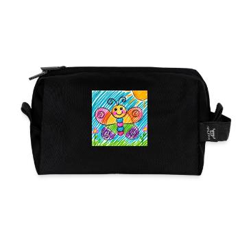Schmetterling - Recycelte Kulturtasche - Schwarz - Vorne