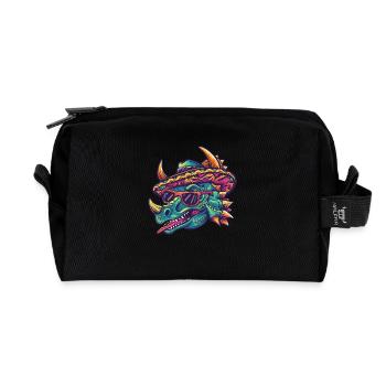 Dinosaur triceratops Sombrero - Recycled Toiletry Zip Bag - black - Front