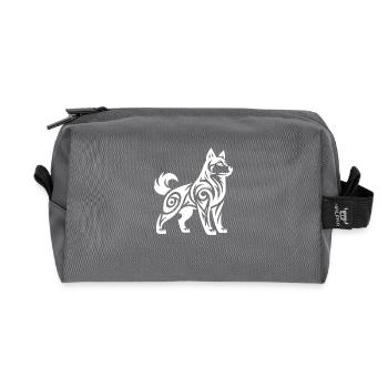 Loup avec motif tribal Mystic Husky Dog - Trousse de toilette en tissu recyclé - anthracite - Devant