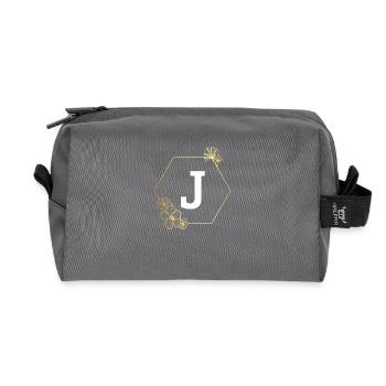 Lettre j cadre Floral doré - Trousse de toilette en tissu recyclé - anthracite - Devant
