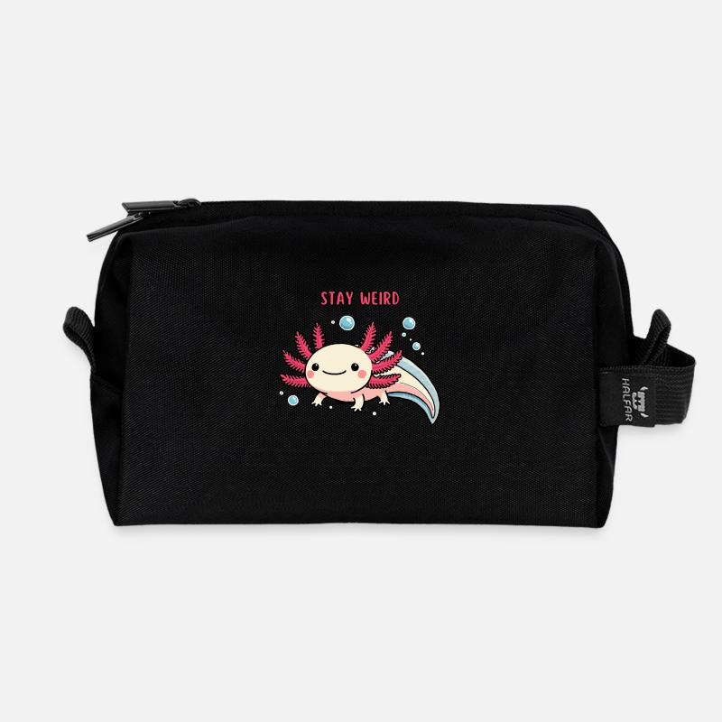 Weird Axolotl - bleib einfach du - Recycelte Kulturtasche - Schwarz