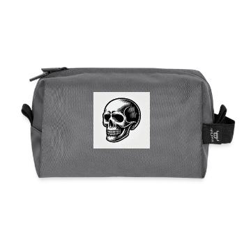 Crâne : symbole de mort et de rébellion - Trousse de toilette en tissu recyclé - anthracite - Devant
