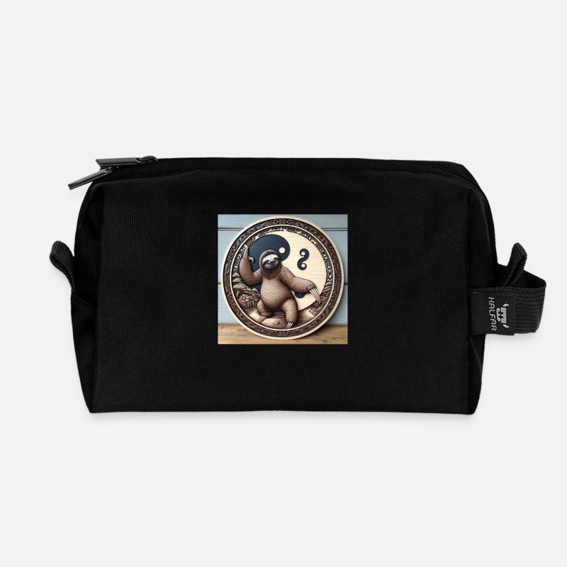 QiGong Faultier - Recycelte Kulturtasche - Schwarz