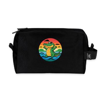 Alligator Retro Alligators - Recycled Toiletry Zip Bag - black - Front