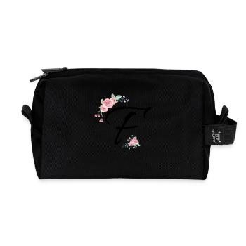 Buchstabe f Blumen - Recycelte Kulturtasche - Schwarz - Vorne
