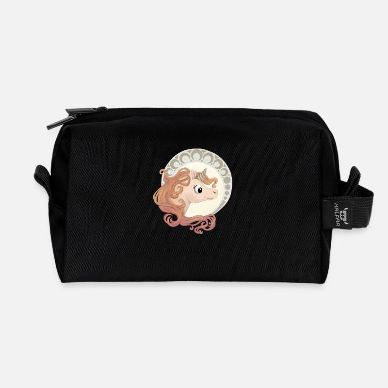 Elegant Unicorn - Recycled Toiletry Zip Bag - black