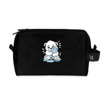 Melting Away – Sad Polar Bear Cub - Recycled Toiletry Zip Bag - black - Front