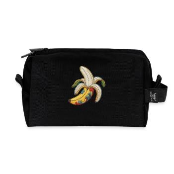 Broderie banane - Trousse de toilette en tissu recyclé - noir - Devant