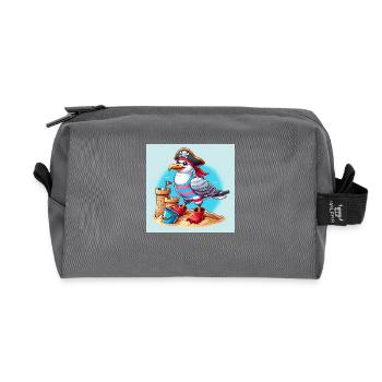 Children's Pirate Seagull with Sandcastle and Bucket - Recycled Toiletry Zip Bag - anthracite - Front