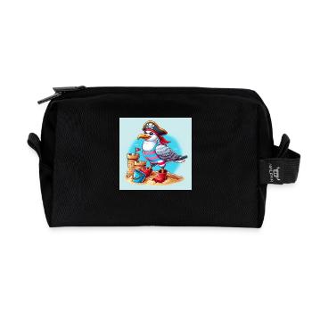 Mouette pirate pour enfants avec château de sable et seau - Trousse de toilette en tissu recyclé - noir - Devant