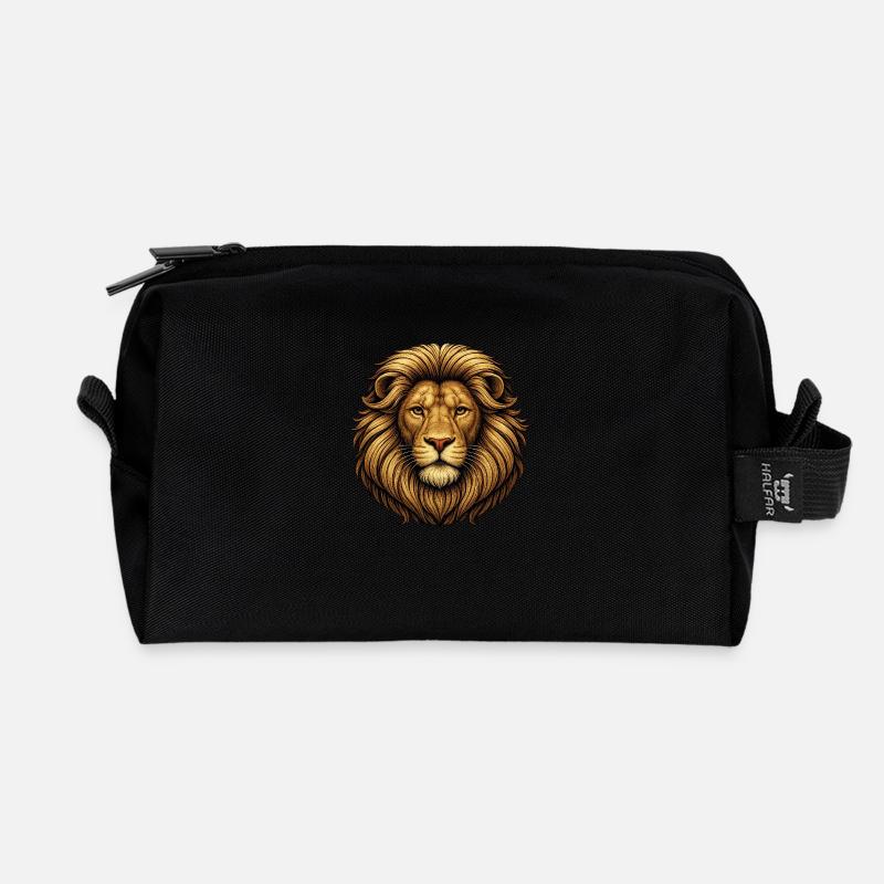 Löwenkopf - Recycelte Kulturtasche - Schwarz