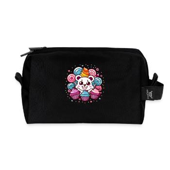 Kawaii Anime – Cute Manga Design for Otakus Teddy - Recycled Toiletry Zip Bag - black - Front