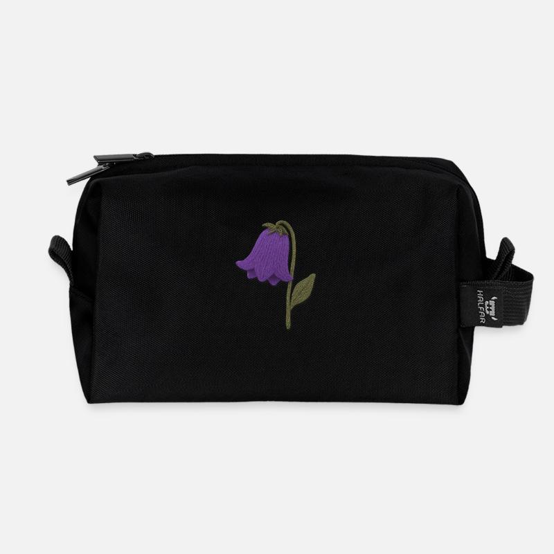 Blumen - Recycelte Kulturtasche - Schwarz
