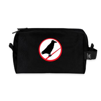 Corbeau assis interdit Rod Corde signe Note - Trousse de toilette en tissu recyclé - noir - Devant