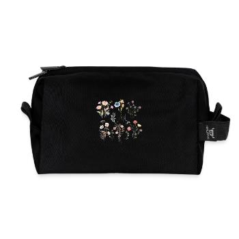 Fleurs sauvages boho - Trousse de toilette en tissu recyclé - noir - Devant