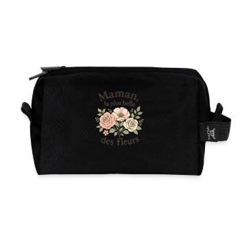 Maman la plus belle des fleurs - Trousse de toilette en tissu recyclé - noir - Devant