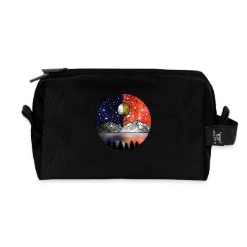 Cosmic Day and Cosmic Night - Recycled Toiletry Zip Bag - black - Front