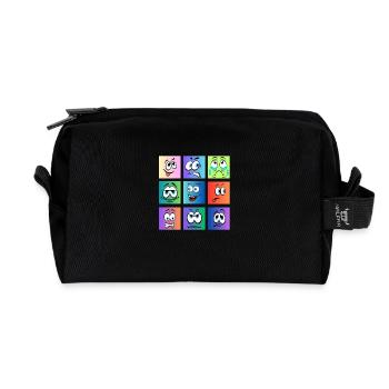 Faces Coloring - Recycled Toiletry Zip Bag - black - Front
