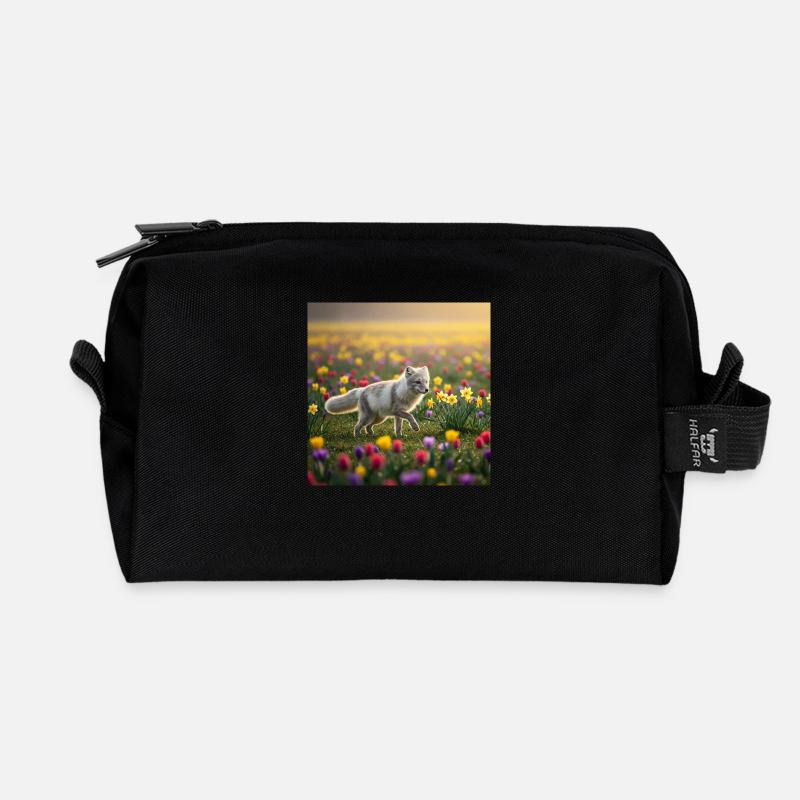 Arctic fox - Recycled Toiletry Zip Bag - black