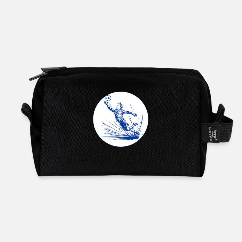 Gardien de but (bleu et blanc) - Trousse de toilette en tissu recyclé - noir