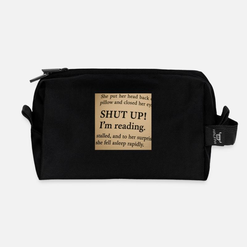 Silent! I'm reading! - Recycled Toiletry Zip Bag - black