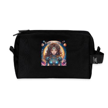 Prinzessin mit Heiligenschein im All - Recycelte Kulturtasche - Schwarz - Vorne