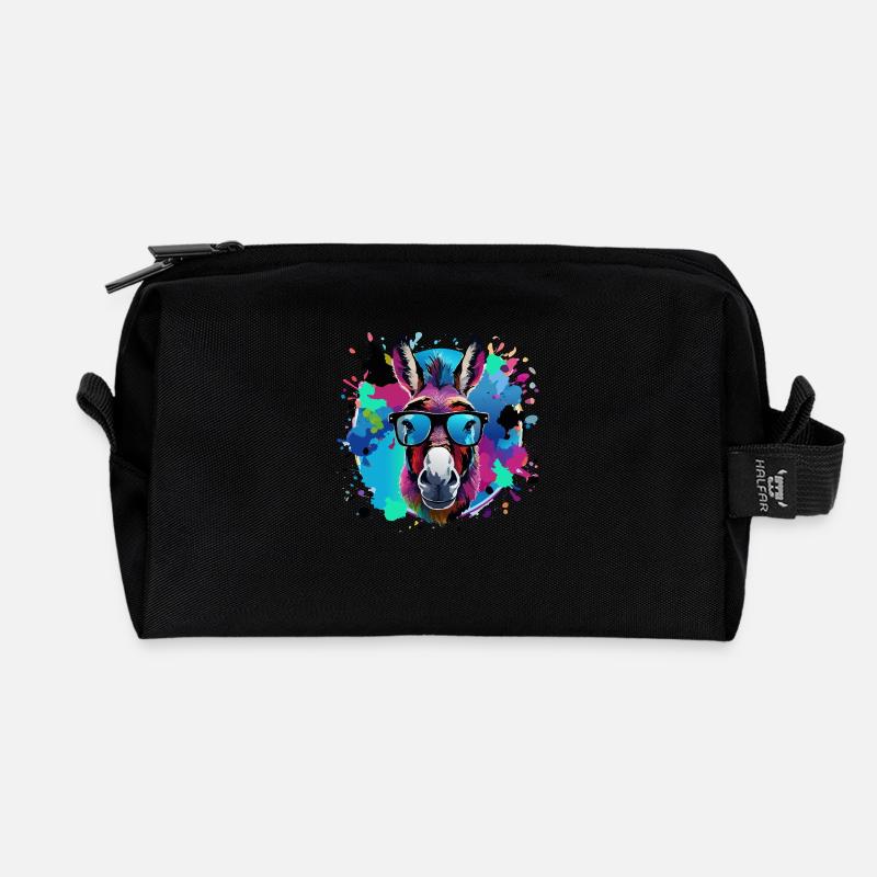 Esel,graffiti ,malerei , bunt,Nerd - Recycelte Kulturtasche - Schwarz