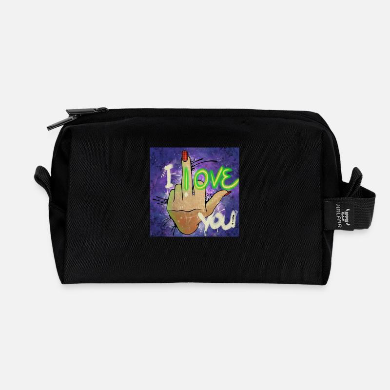 I Love You - Recycelte Kulturtasche - Schwarz
