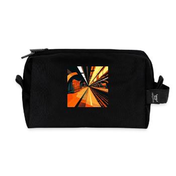 Graphic subway station geometrically warm colors - Recycled Toiletry Zip Bag - black - Front