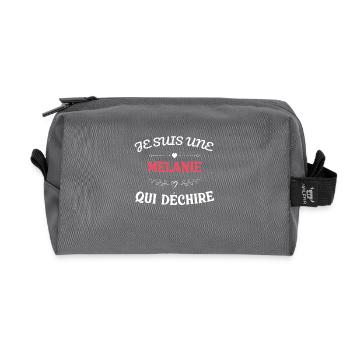 t shirt I'm a Melanie who rocks - Recycled Toiletry Zip Bag - anthracite - Front