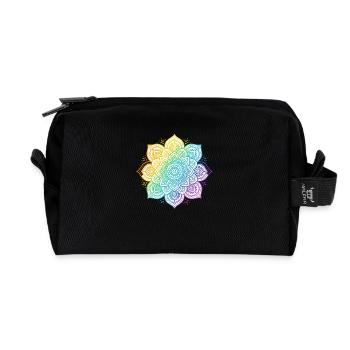 A T shirt design displays a mandala in vivid ra - Recycelte Kulturtasche - Schwarz - Vorne