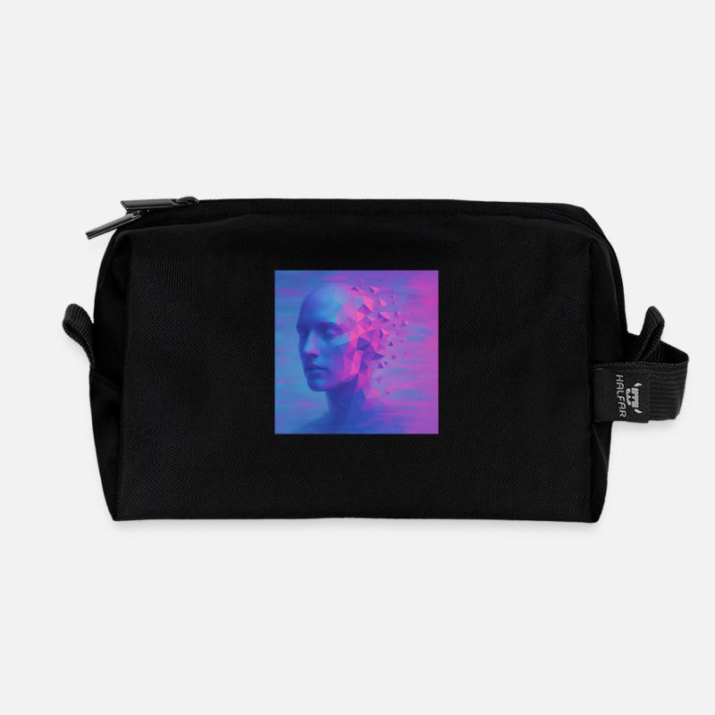 Futuristischer Kopf im Digital Stil - Recycelte Kulturtasche - Schwarz
