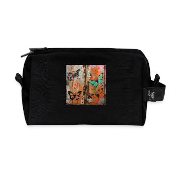 Graffiti rust metal butterflies urban street - Recycled Toiletry Zip Bag - black - Front