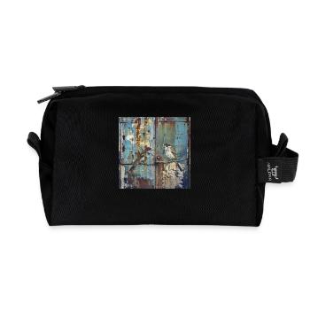 Graffiti Songbirds Rust Metal Container Urban - Recycled Toiletry Zip Bag - black - Front